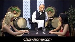 Horny chicks tease and fuck a sexy winery waiter porn video