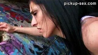 Hot Euro amateur Aneta gets convinced to have sex in public porn video